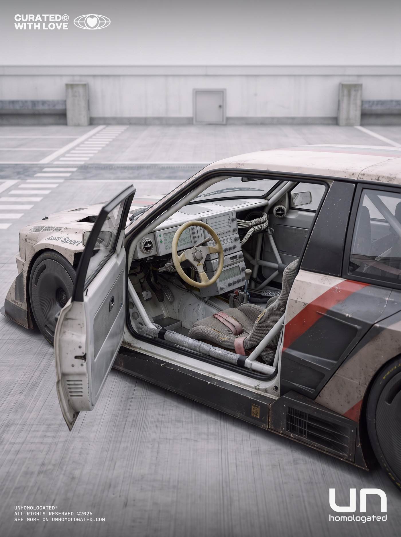 Audi quattro plate, parking deck
