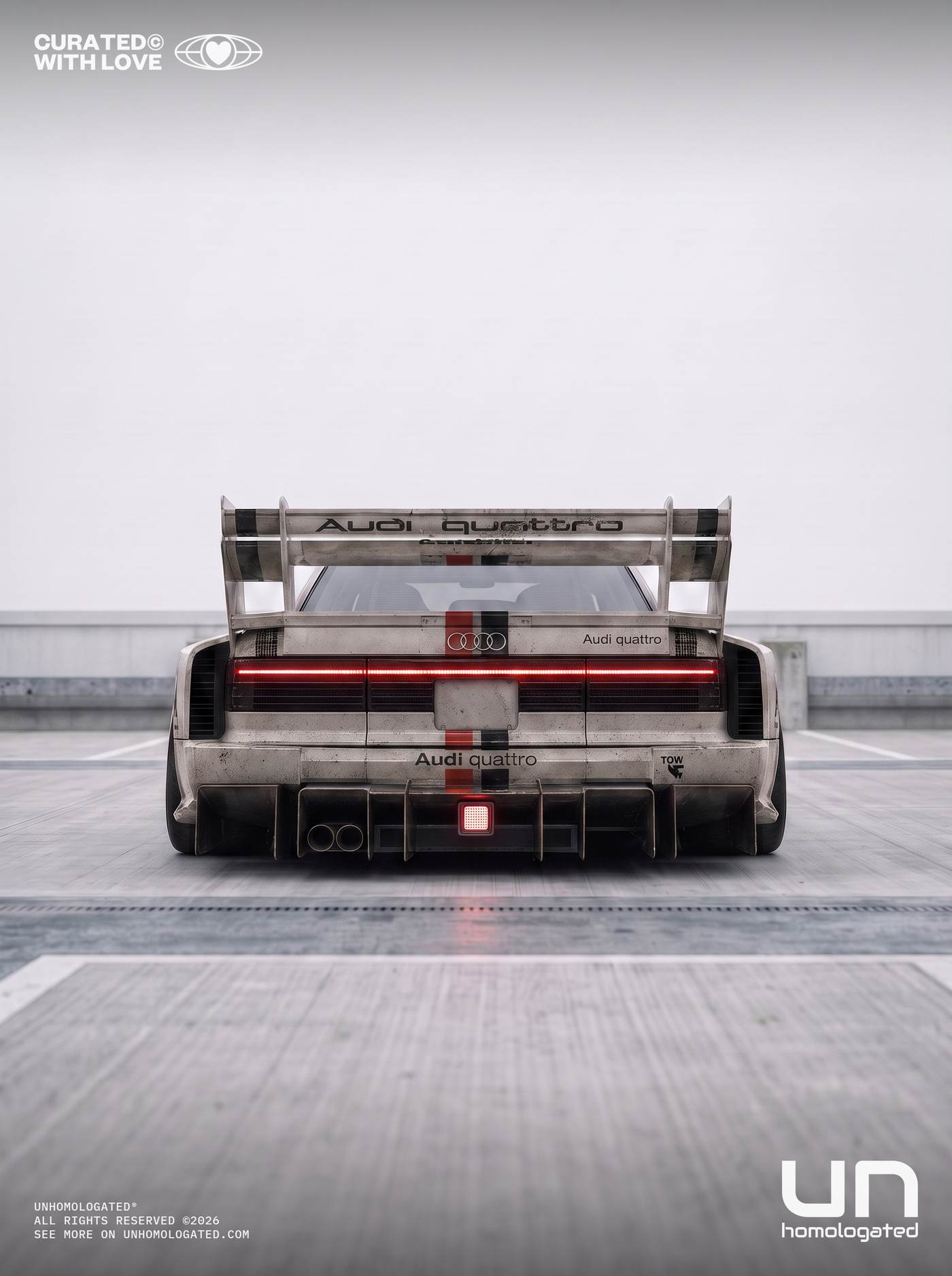 Audi quattro plate, parking deck