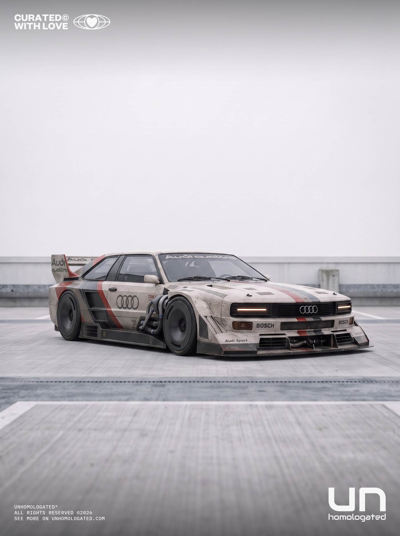 Audi quattro plate, parking deck