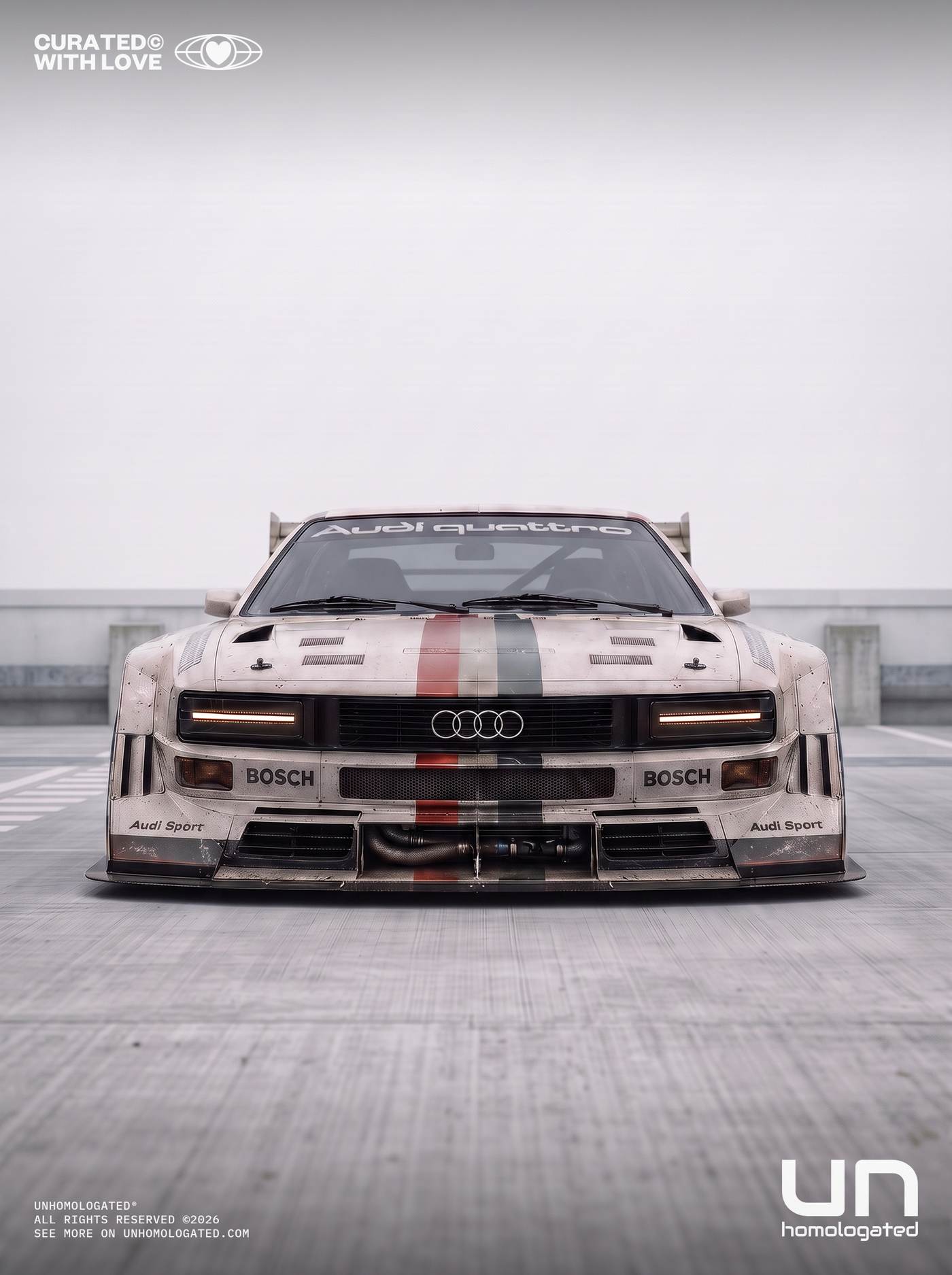 Audi quattro plate, parking deck